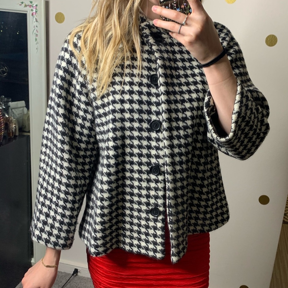 3/4 sleeve Houndstooth Jacket